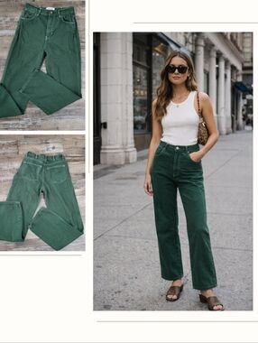 Reformation Cowboy High Rise Straight Jeans Green Emerald Denim Size 25